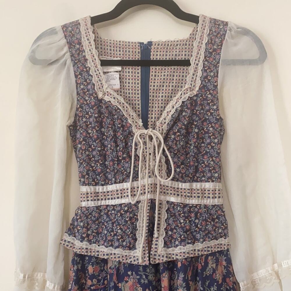 Gunne Sax VTG 1970s RARE Print Birds & Bees Dress - Picture 3 of 10